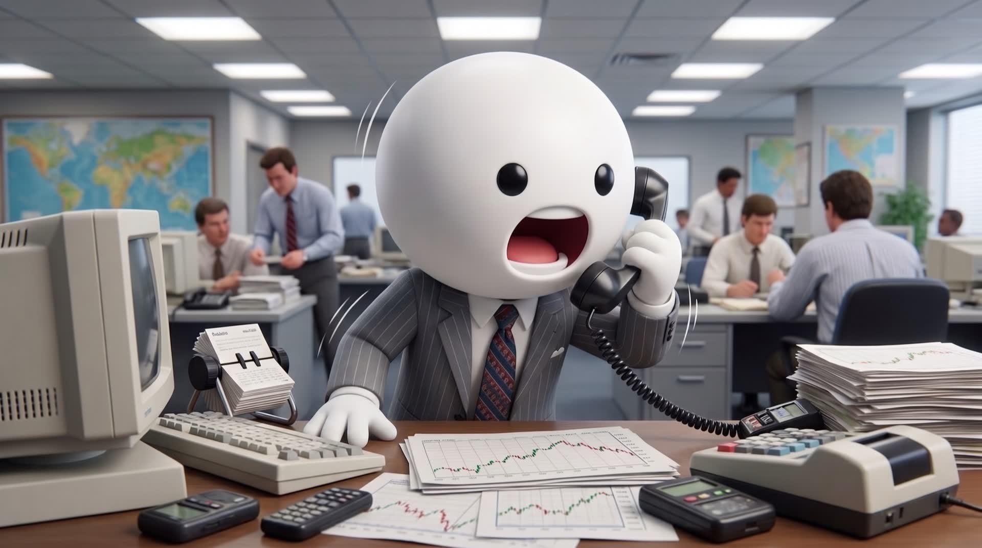 Muji au téléphone dans un bureau, débordé par les demandes de clients